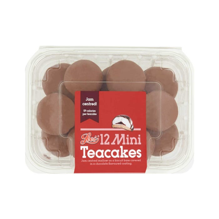 Lees Mini Jam Teacakes, 14g (Pack of 12)