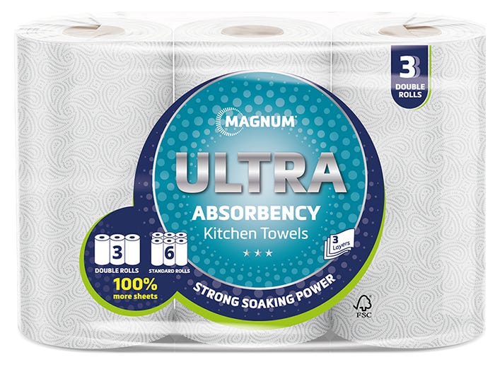 Magnum Ultra Double Kitchen Towel 3 Ply (Pack of 3)